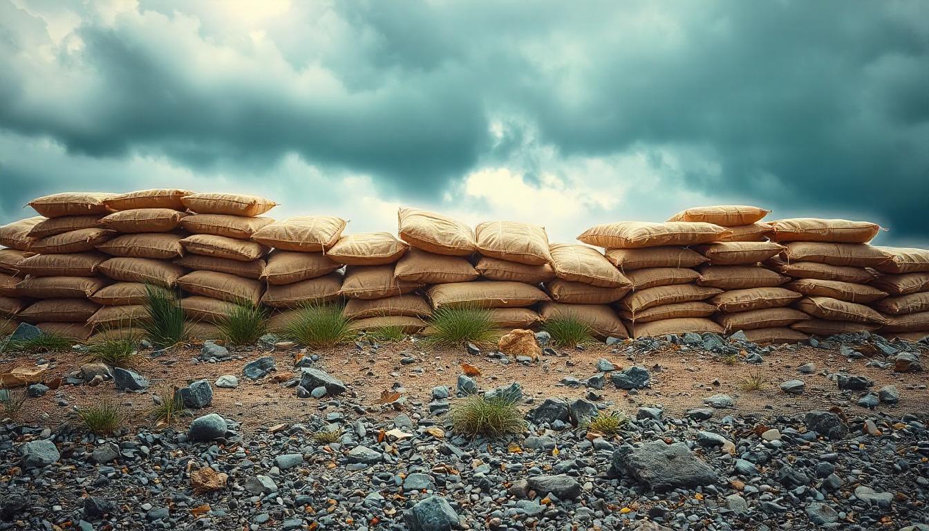 Sand bags emplacement